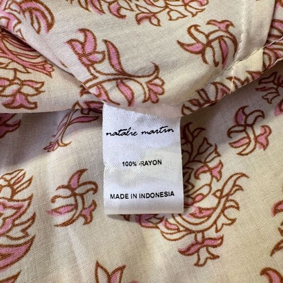 NWT Natalie Martin Cyprus Print V Neck Short Sleeve Coco Wrap Dress Pink Size XS - Picture 9 of 10